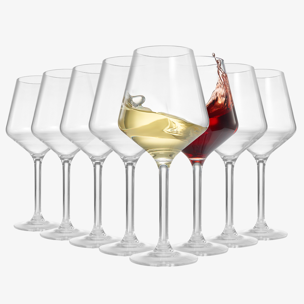 Clear 8 /  Khen Glassware - Unbreakable Stemmed Wine Glasses, Tritan Acrylic | Set of 8