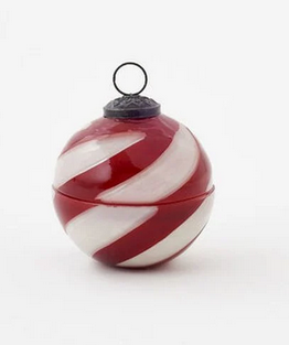 Peppermint Ornament Candle-Small Wax Filled, Balsam Scented 3.5 in.