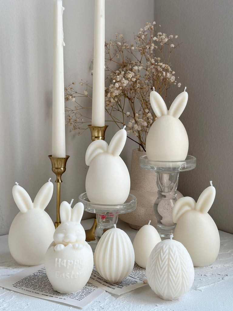 Easter Bunny Egg Candle, Greek Easter candle: Unscented, Floppy Ears-LA AROMA CANDLE CO. -