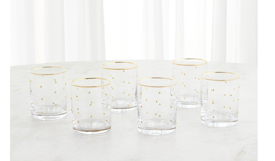 Celebration DOF Glasses-Clear w/ Gold Dots-S/6-GV