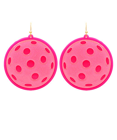 Pickleball Acrylic Earrings - Pink