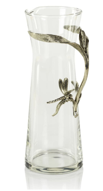 DragonFly Pewter and Glass Pitcher-Zodax