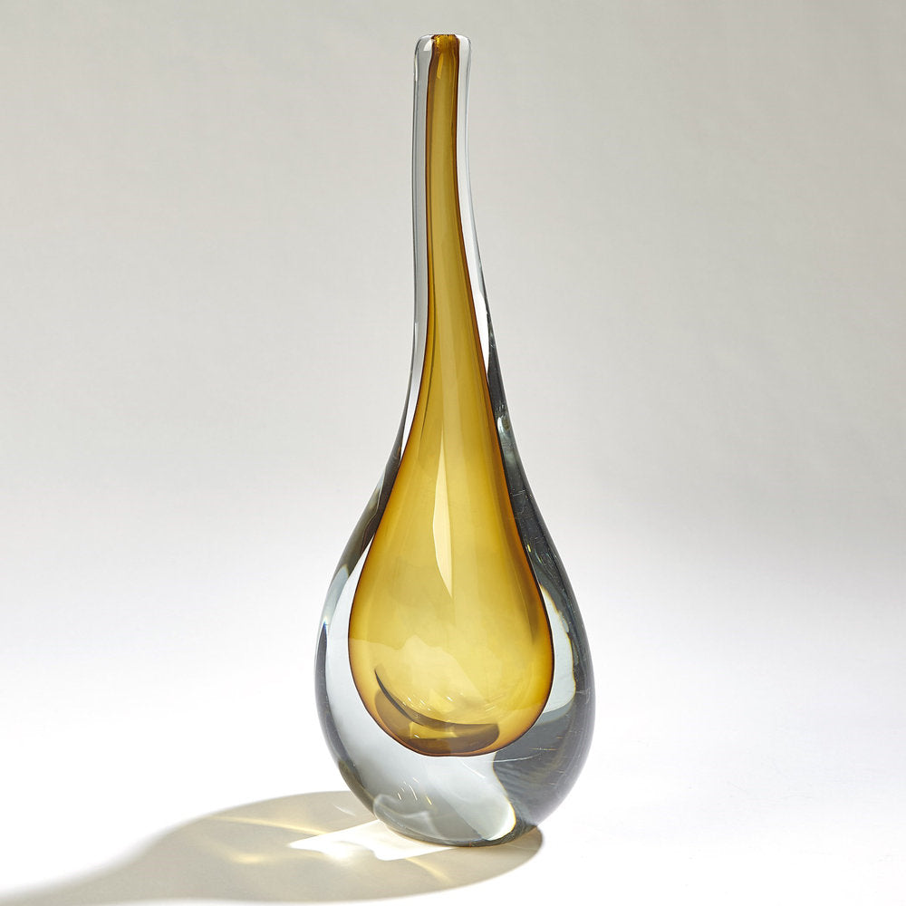 Stretched Neck Vase-Amber-Lg