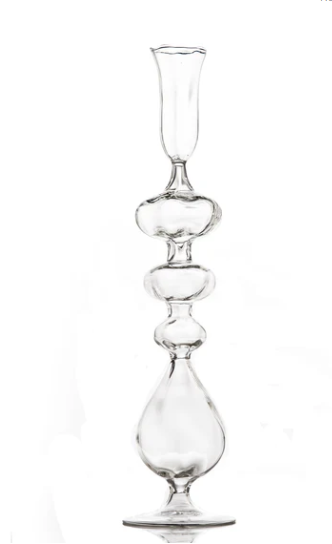 Clear Glass Candlestick, Lg Ball at Base