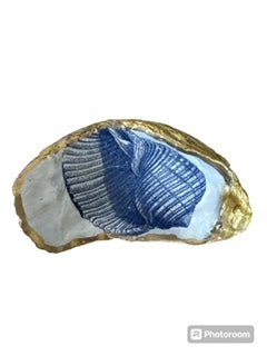 Gold Oyster Shell Trinket Dish - Blue Lagoon - Medium