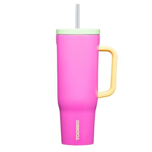 Corkcicle Tumbler With Straw and Handle, Reusable Water Bottle, Triple Insulated Travel Mug, BPA Free, Keeps Beverages Cold for 12 Hours and Hot for 5 Hours, Sunglass Tan