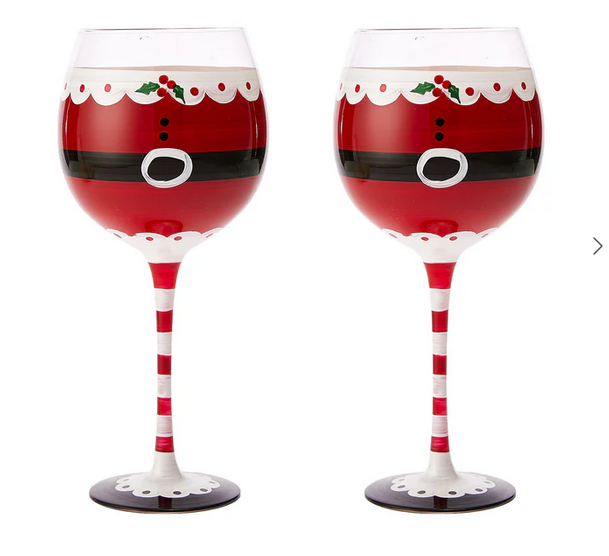 Santa Elf Holiday Stemmed Wine Glass-set of 2-The Wine Savant