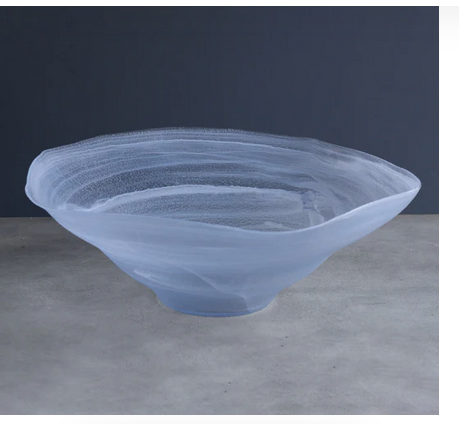 GLASS Alabaster Wave Extra Large Bowl (Clear and Blue)-Beatriz Ball