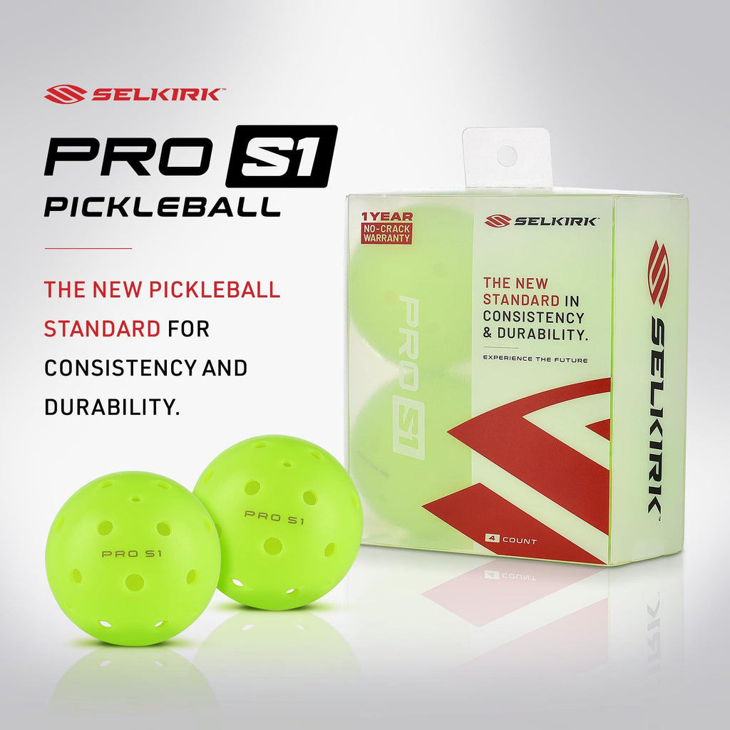 Selkirk Pro S1 Ball | Crack-Resistant | 38 Hole Outdoor Pickleball Balls | USAPA Approved Pickle Ball for Tournament Play | Advanced Aerodynamics | 4 Pack Pickleballs |