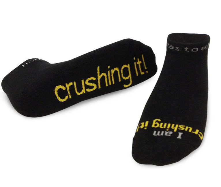 I Am Crushing It Socks -BLK w/ yellow – Notes to Self