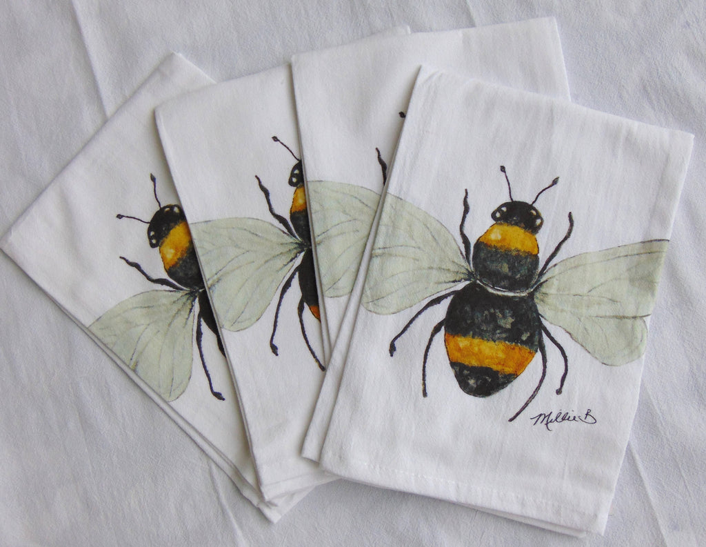 Limited Edition Watercolor Bee Flour Sack Napkins-Lowcountry Linens