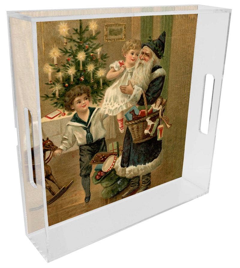 Marye-Kelley - T8543 - Santa with Chidlren Lucite Tray: 8" by 11"