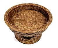 Matahari - Round Medium Footed Fruit Tray 14x8'H Antique Brown