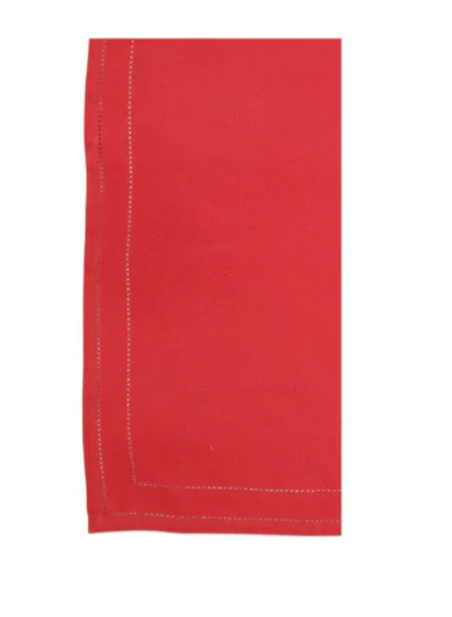 Catone Linen Napkins - Red - S/4 Double Stitch - Vietri