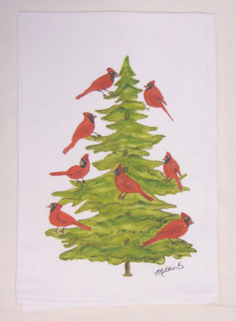 Limited Edition Watercolor Cardinal Party  Flour Sack Towel-Lowcountry Linens