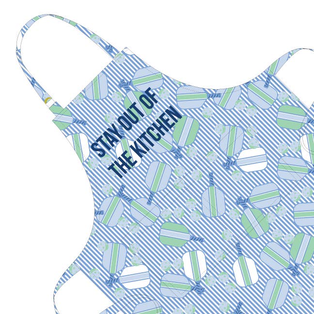 Blue Pickleball Stripe Apron-8 Oak Lane