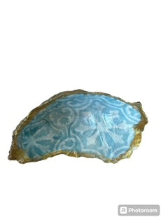 Gold Oyster Shell Trinket Dish - Blue Shell Duo- B- Large