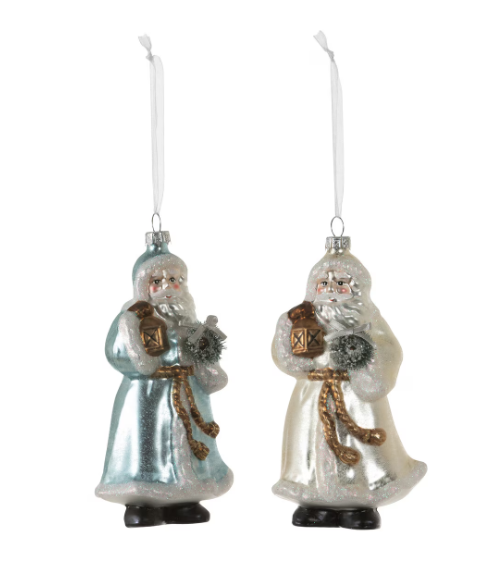 Father Christmas Glass Ornament - Blue or White - PH