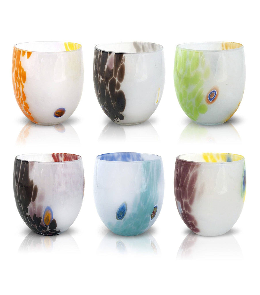 Mazzega Art & Design - 6 “The Colors of Murano” Glass Glasses. WATER-LIGHT