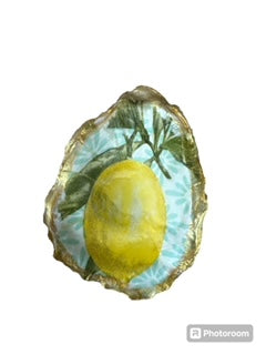 Gold Oyster Shell Trinket Dish - single lemon - medium