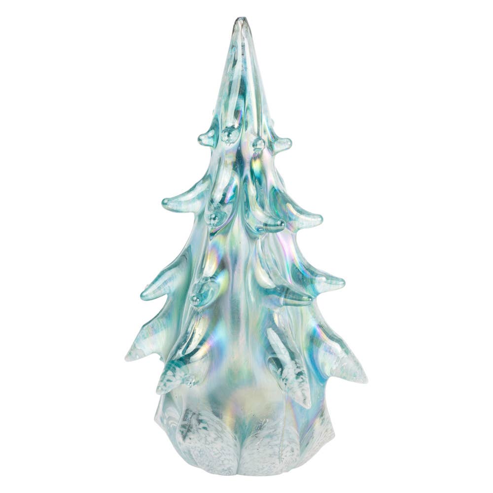 Boston International - 9.5" Tall Icy Blue Glass Tree Christmas