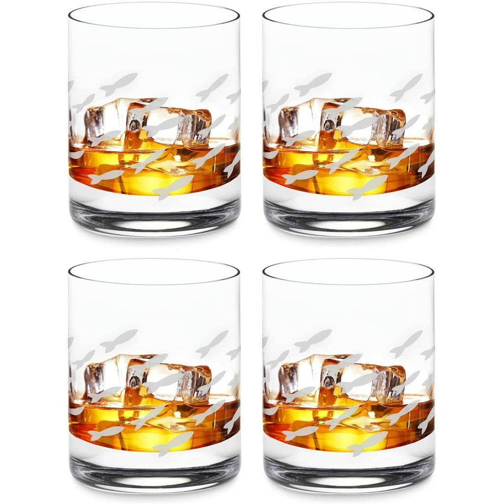 Fish Old Fashion  Glasses, Set of 4