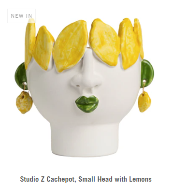 Cachepot Sm Head with Lemons - Abigails