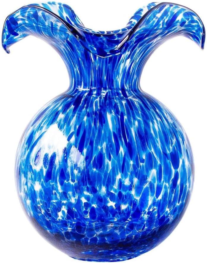 Hibiscus Glass Cobalt Tortoiseshell Medium Fluted Vase-Vietri