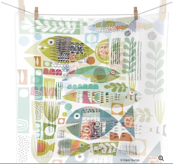 Fish School 100% Cotton Tea Towel - Kitchen Decor-Werkshoppe