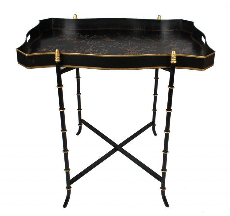 The Enchanted Home - BLACK/GOLD SCALLOPED TRAY TABLE